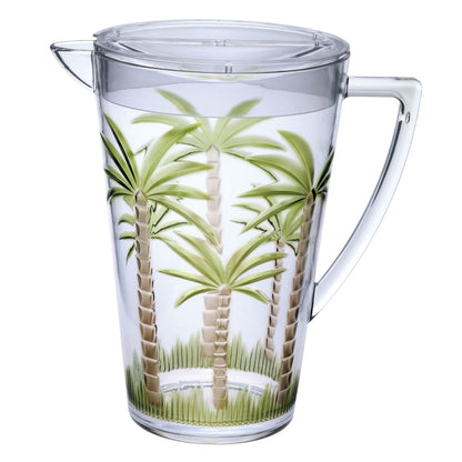 Palm Tree Design Acrylic Water Pitcher and Lid