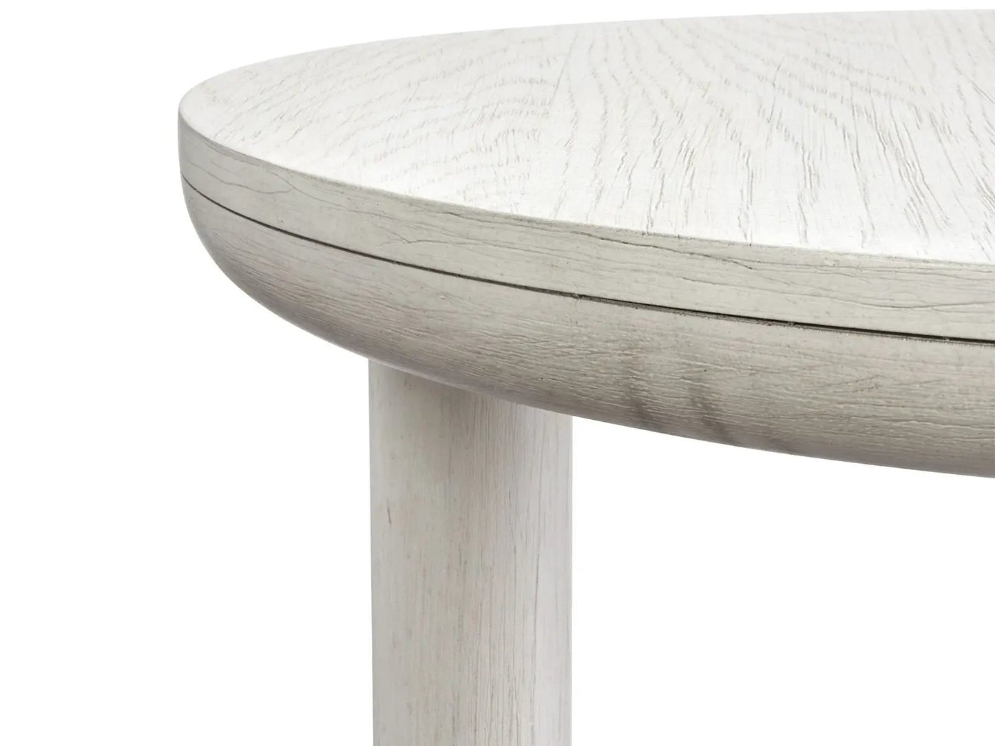 Sunset Cove round end table by Unique Piece Furniture, whitewashed wood top and leg on Tampa Home & Garden Store
