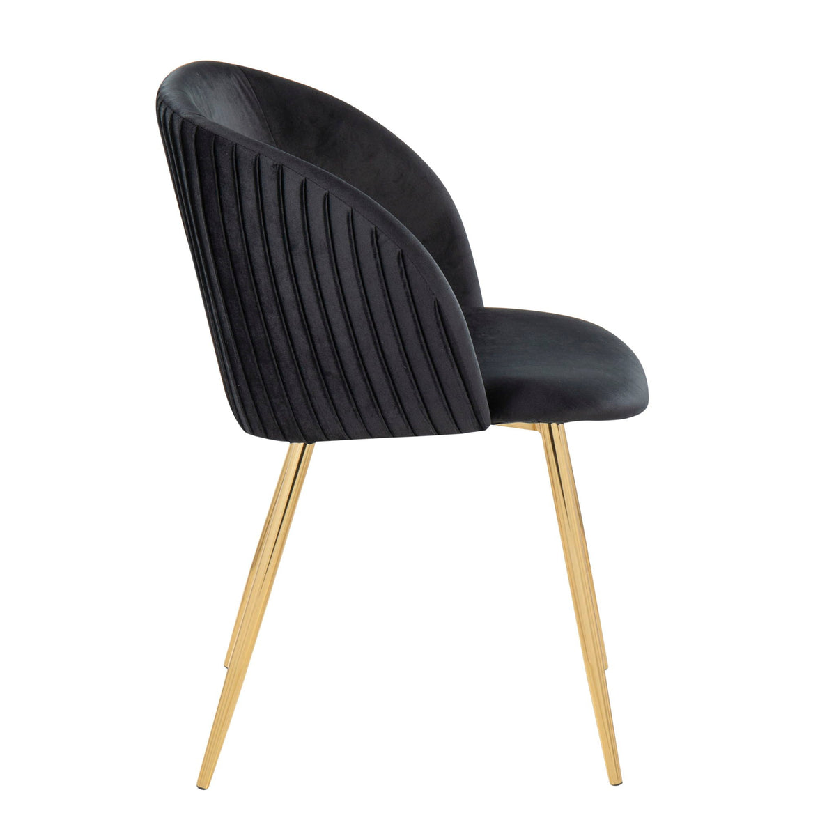 Pleated Waves Contemporary Chair set of 2 in black upholstery with gold metal legs on Tampa Home & Garden Store