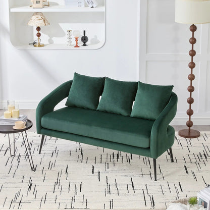 Open Back Loveseat Settee With Three Pillows