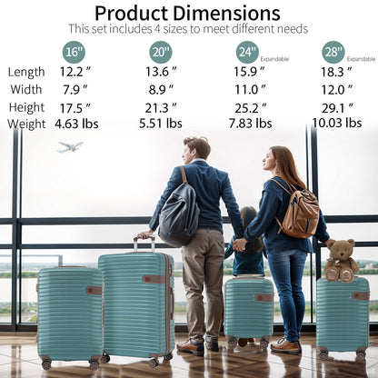 4-piece hard shell luggage set in teal with expandable design and packing cubes on Tampa Home & Garden Store