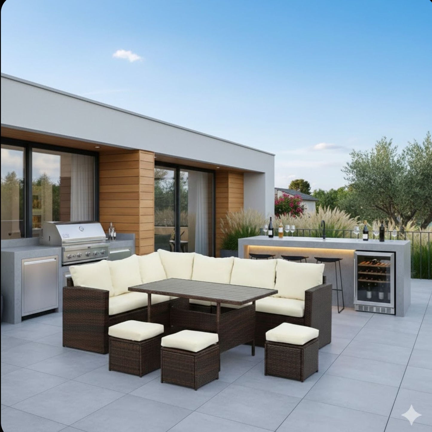 7 Piece Patio Dining Set With Cushions and Table