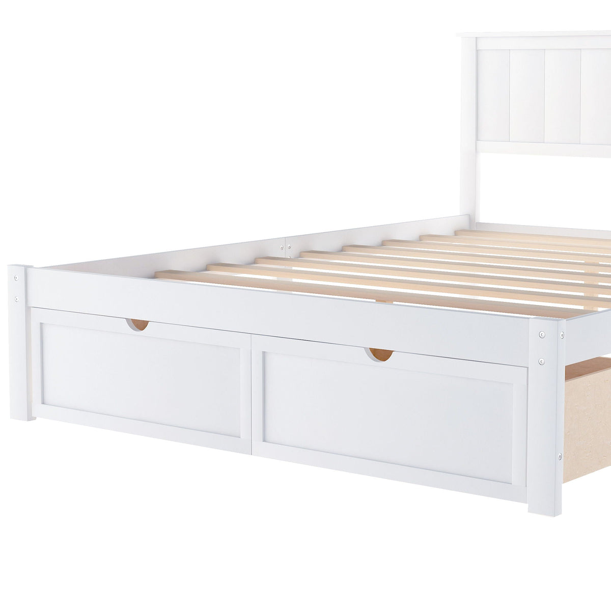 Full-size white platform bed with under-bed drawers and slatted base by HouseOfZazla on Tampa Home & Garden Store