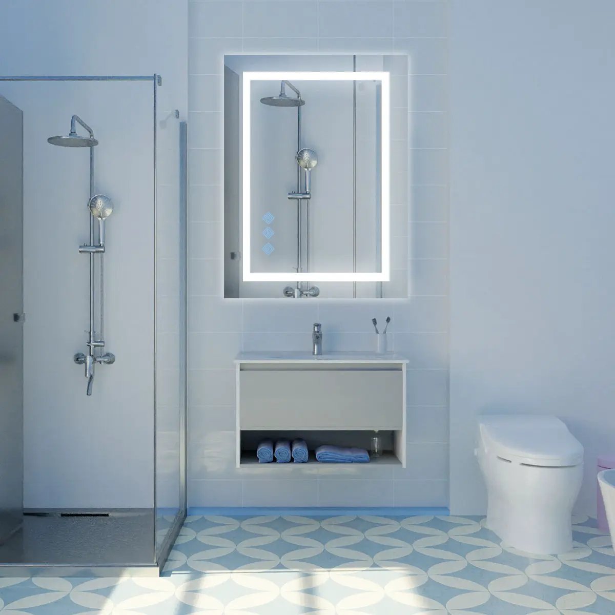 Led Bathroom Mirror With Lights Anti-Fog Dimmable