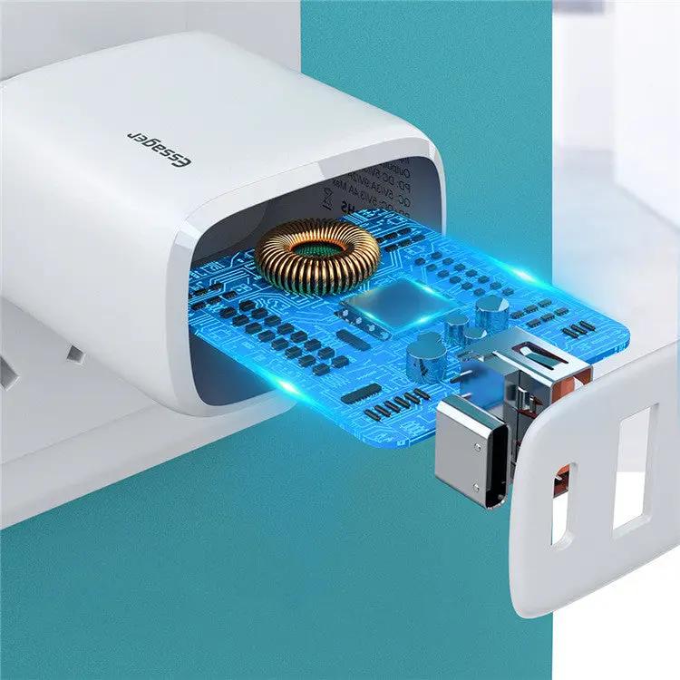 White FLIPSTYLEZLLC mobile charger fast charge adapter with USB-C USB-A ports and blue PCB on Tampa Home & Garden Store