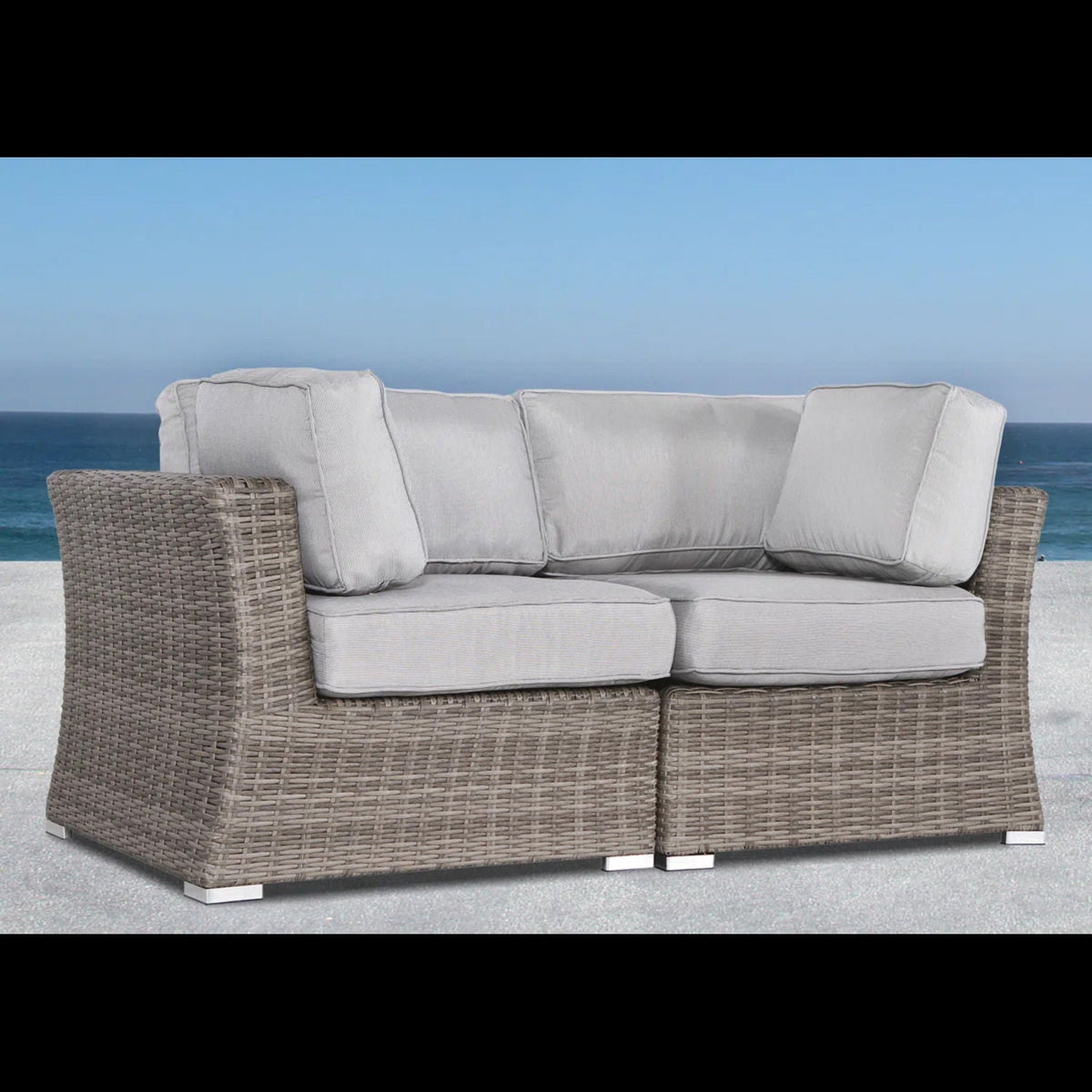 Outdoor Loveseat with Cushions all-weather brown wicker light gray cushions HouseOfZazla on Tampa Home & Garden Store