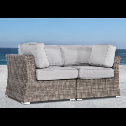 Outdoor Loveseat with Cushions all-weather brown wicker light gray cushions HouseOfZazla on Tampa Home & Garden Store