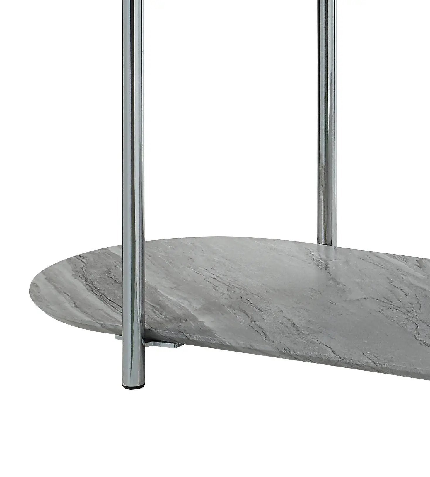 Yukino Sofa Table with chrome frame and grey marble shelf on Tampa Home & Garden Store