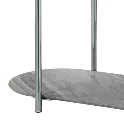 Yukino Sofa Table with chrome frame and grey marble shelf on Tampa Home & Garden Store