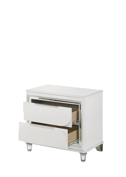 Tarian Pearl White Nightstand with Drawers