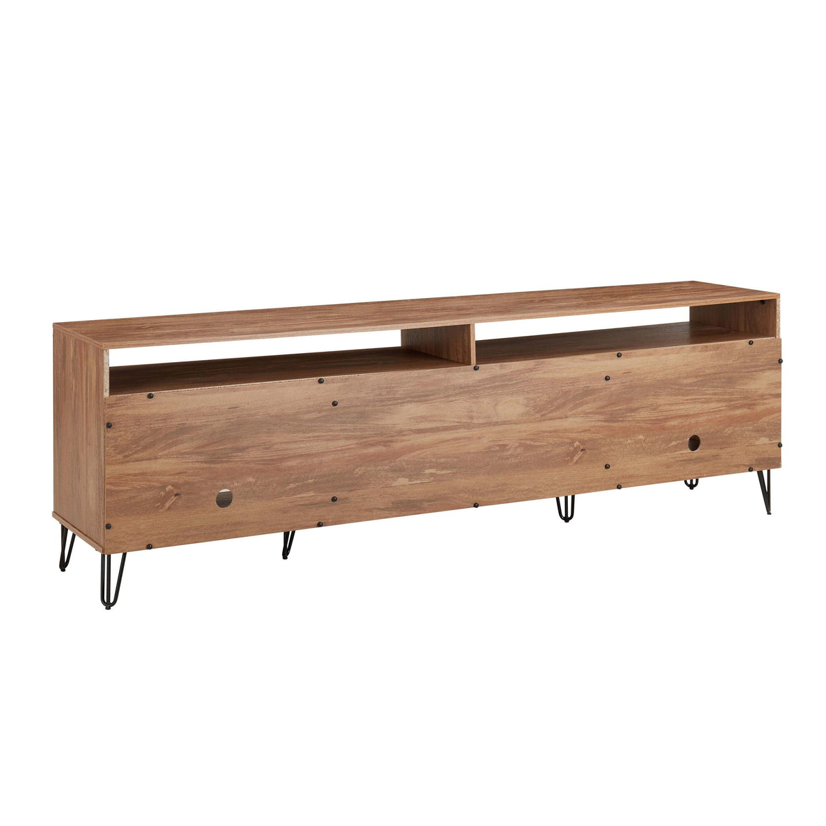 Fluted TV Stand with Storage and Metal Legs in natural wood finish by HouseOfZazla on Tampa Home & Garden Store