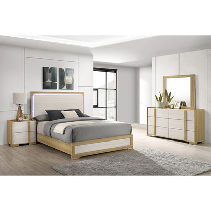 Lincoln Bedroom Set with LED Headboard, 4-piece light wood finish by HouseOfZazla on Tampa Home & Garden Store