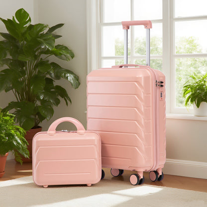 2-Piece ABS Spinner Luggage Set HouseOfZazla pink with combo lock includes suitcase and carry-on on Tampa Home & Garden Store