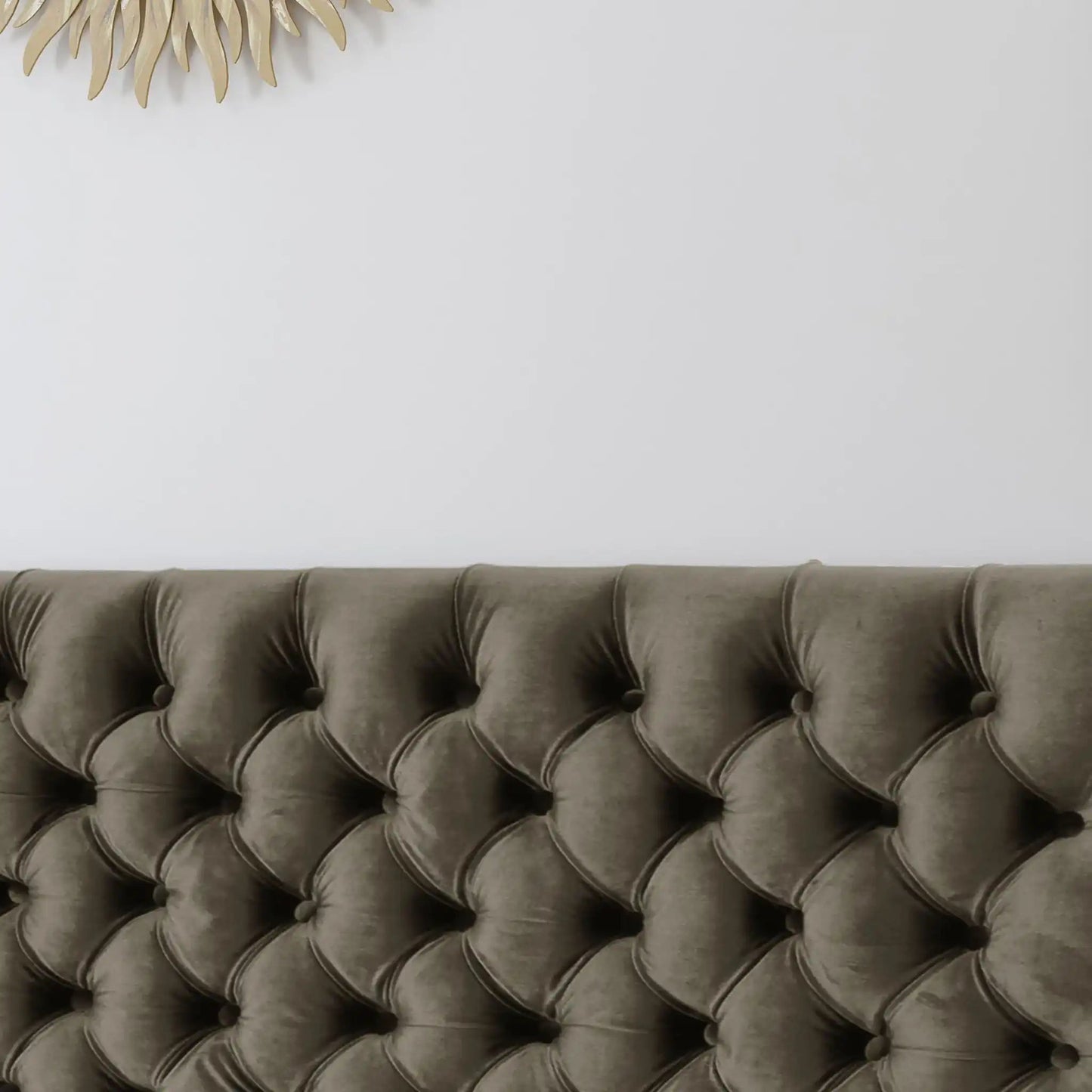 Annecy Contemporary Upholstered Headboard in dark gray velvet with tufting by HouseOfZazla on Tampa Home & Garden Store