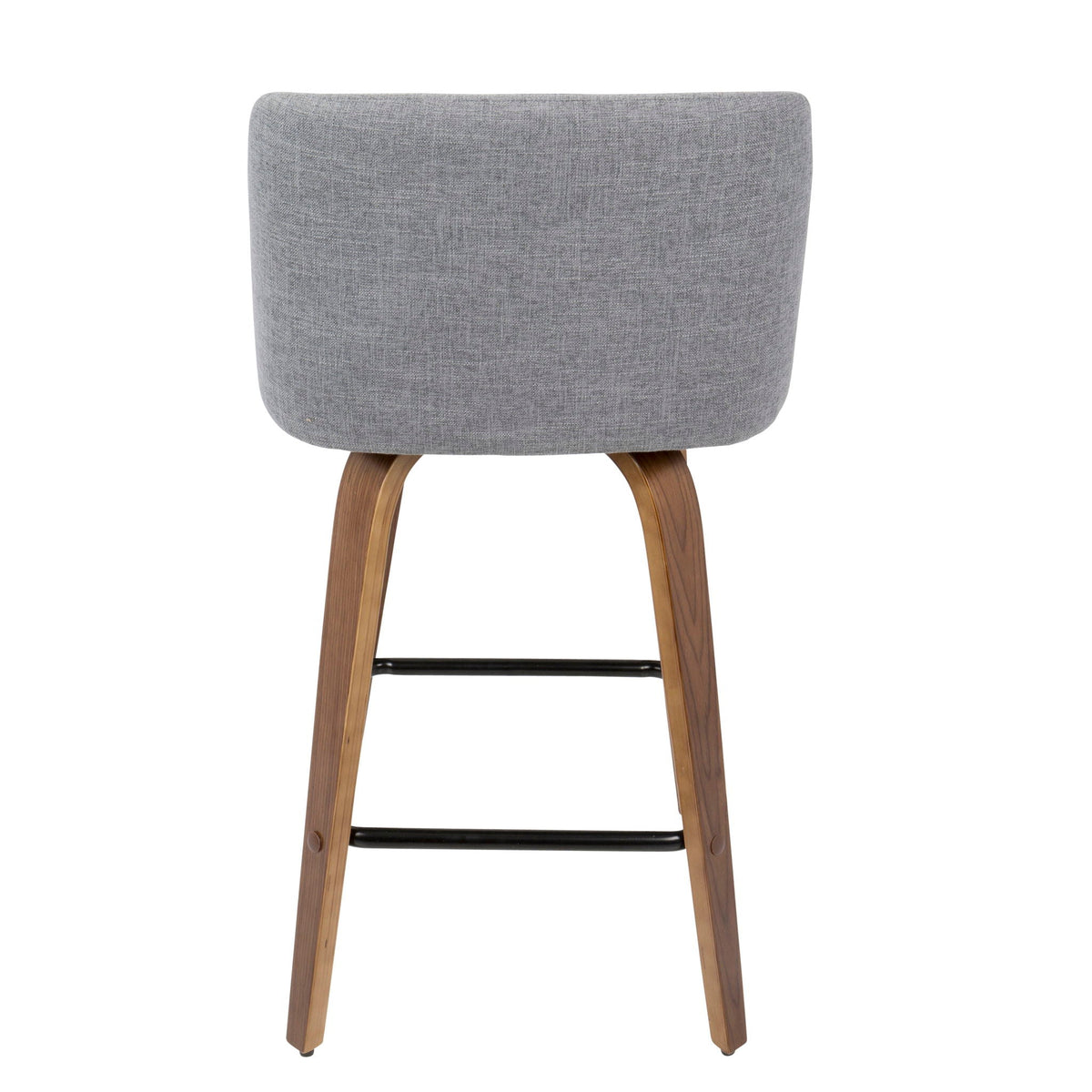 Toriano counter stools set of 2, gray fabric upholstery with wooden legs and footrest on Tampa Home & Garden Store