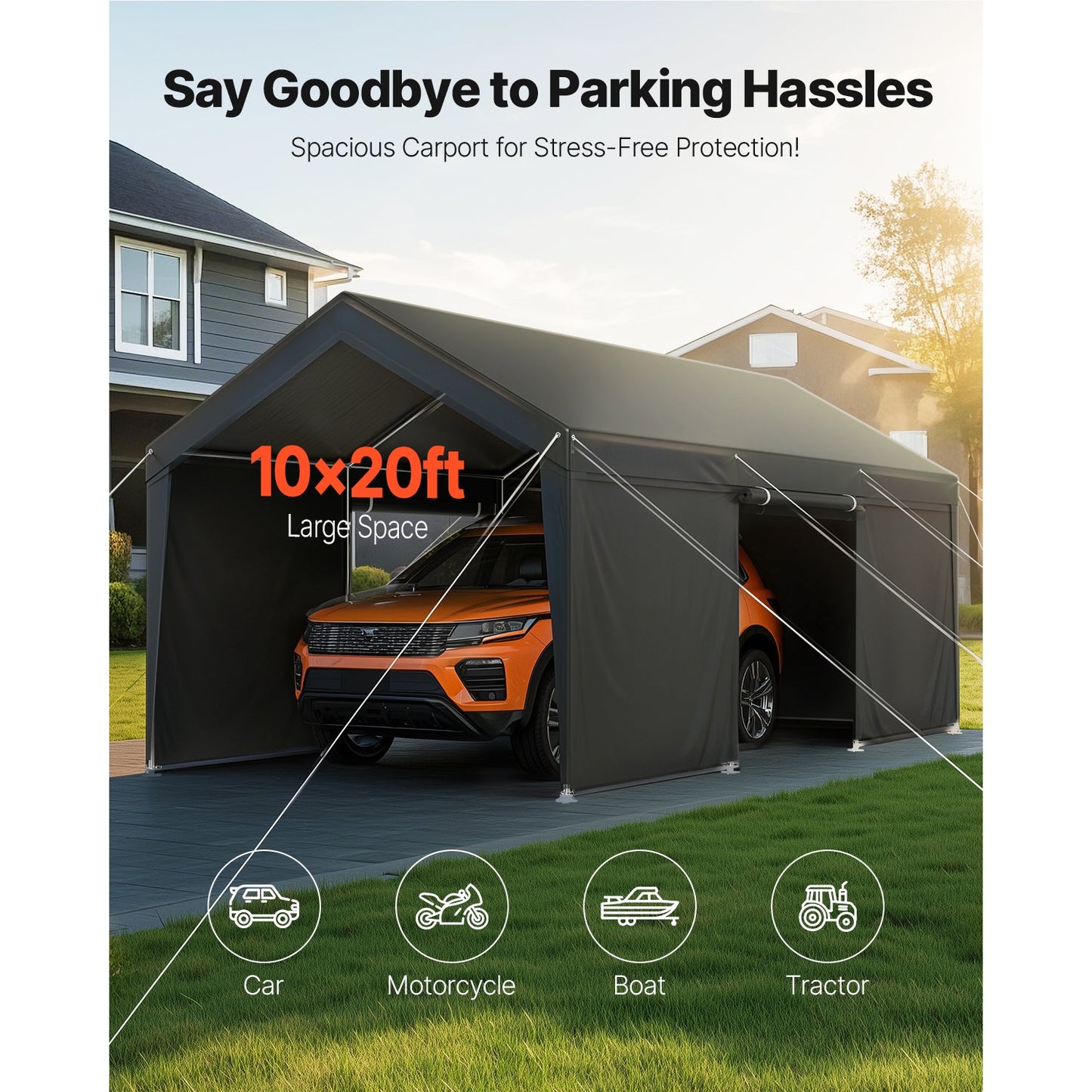 Heavy Duty 12X20 Feet Carport and Sidewalls