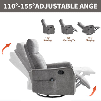 ComfortMax Dark Gray Recliner Chair by HouseOfZazla, fabric recliner with 110-155° adjustability on Tampa Home & Garden Store