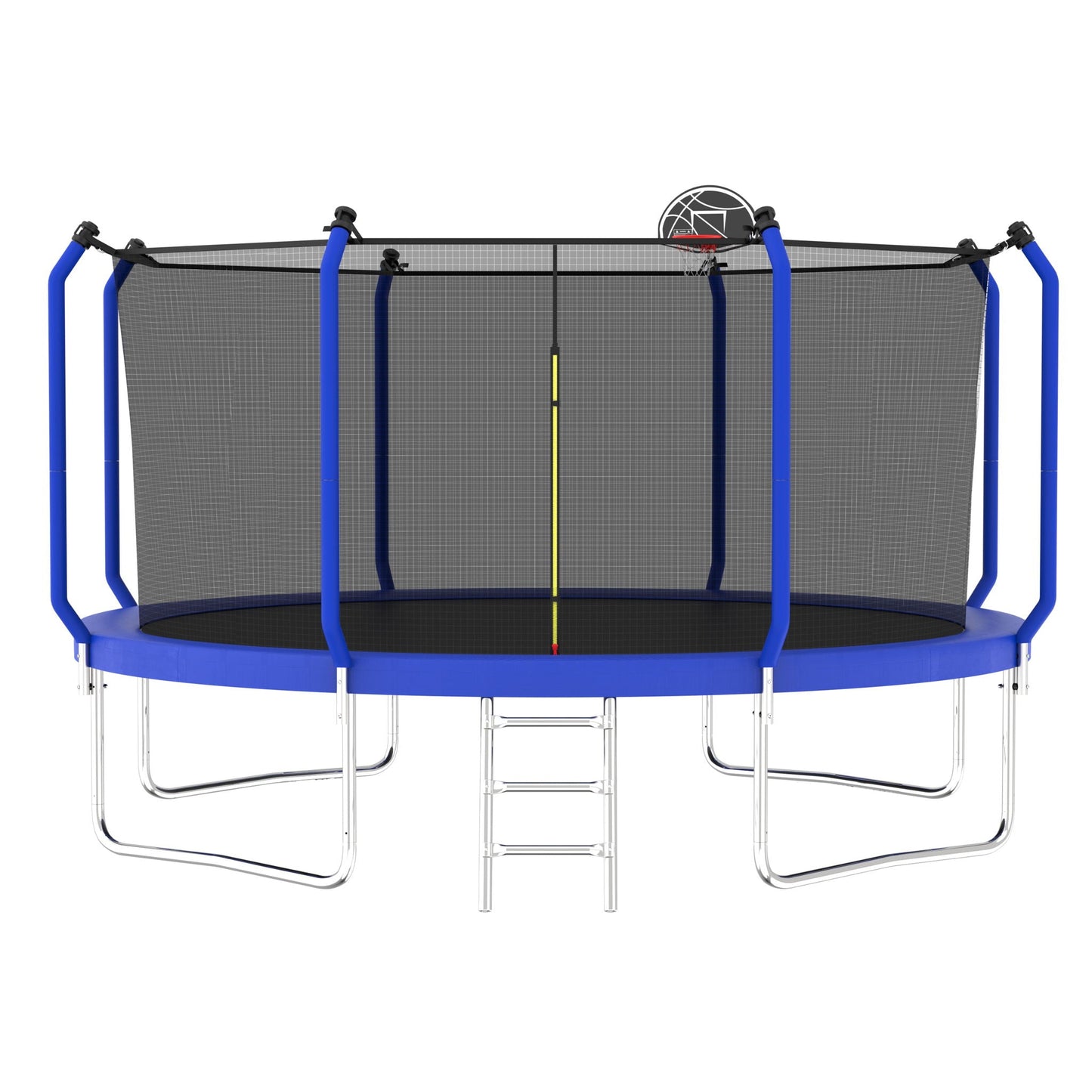 Outdoor Backyard Trampoline and Basketball Hoop