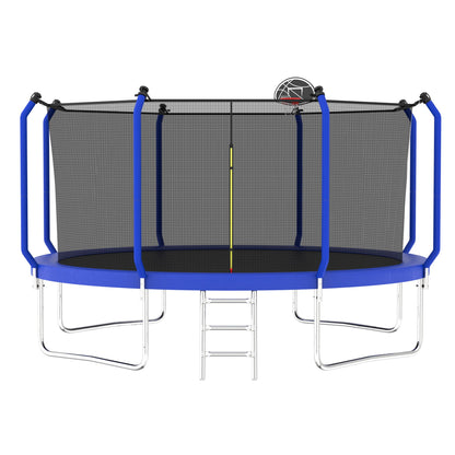 Outdoor Backyard Trampoline and Basketball Hoop