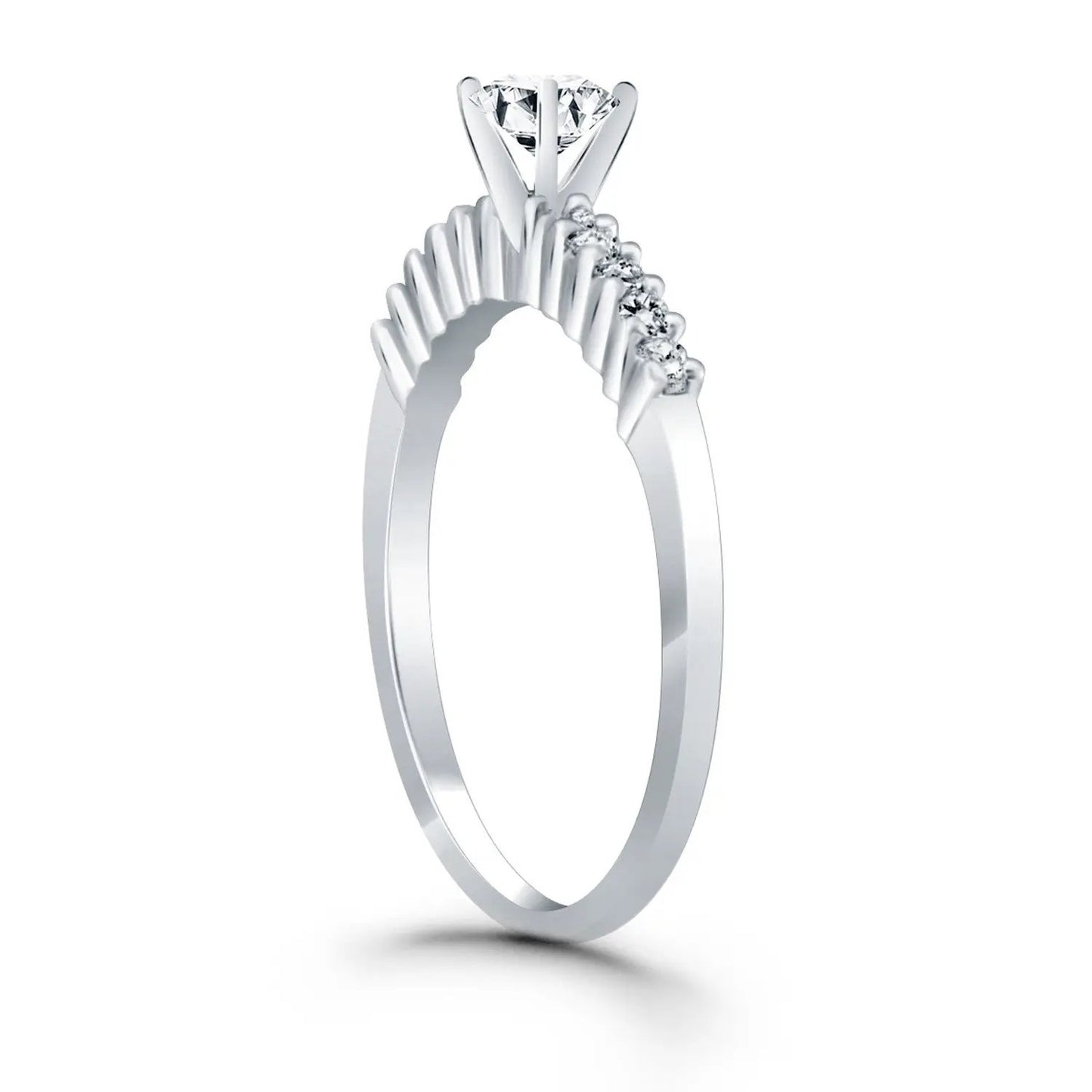 14k white gold shared-prong engagement ring with center diamond and side diamonds by Bids.com on Tampa Home & Garden Store