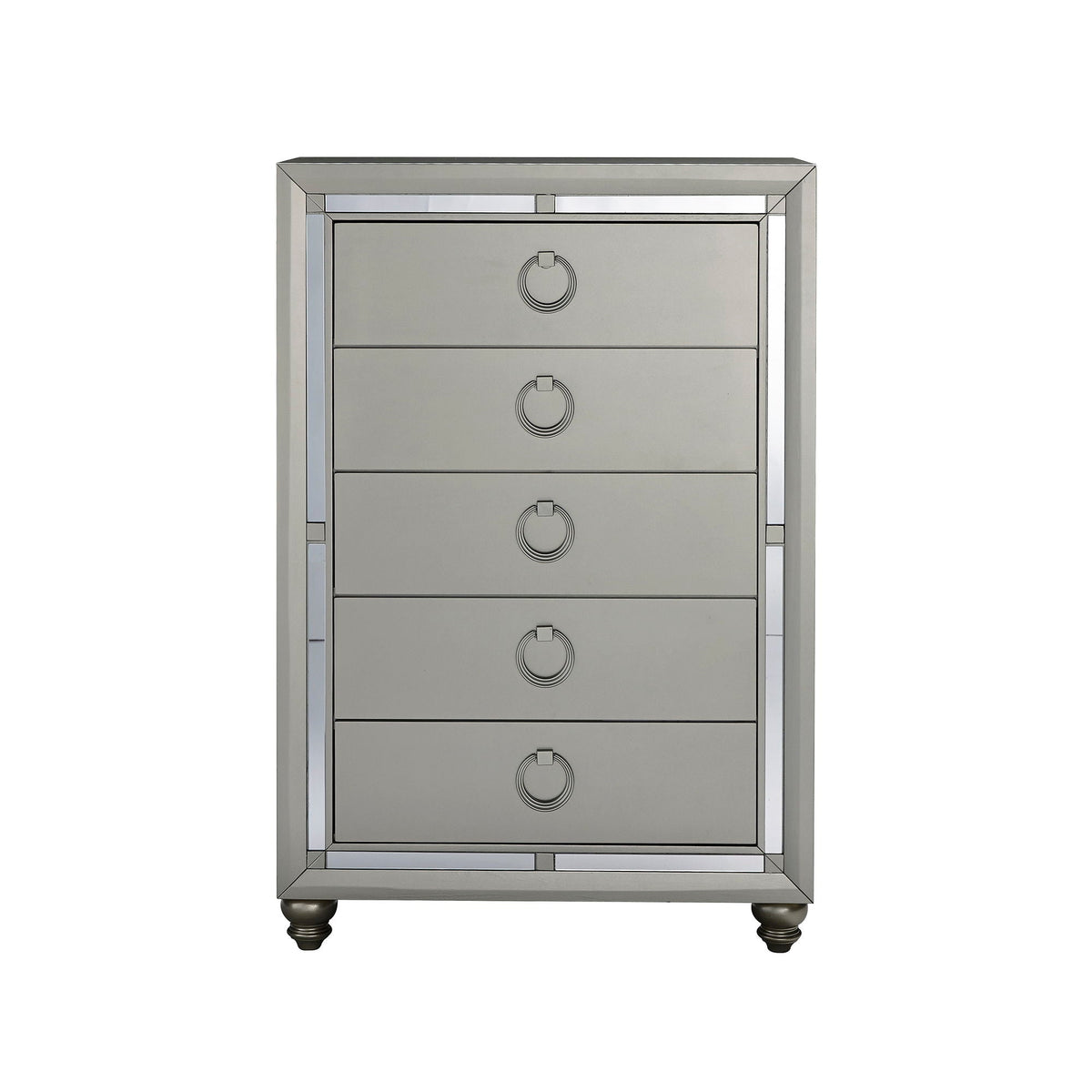 Gemstone Silver Accent Chest Chloe with mirrored frame by HouseOfZazla on Tampa Home & Garden Store