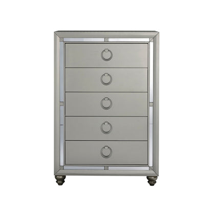 Gemstone Silver Accent Chest Chloe with mirrored frame by HouseOfZazla on Tampa Home & Garden Store