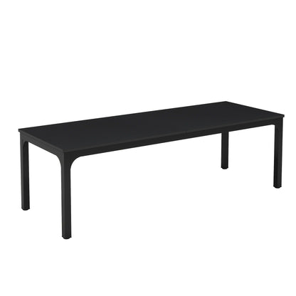 Rectangle dining table for 6-8 with black textured tabletop and metal legs on Tampa Home & Garden Store