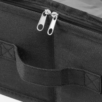 Sturdy under-bed shoe storage organizer, set of 2, black fabric with twin zipper pulls on Tampa Home & Garden Store