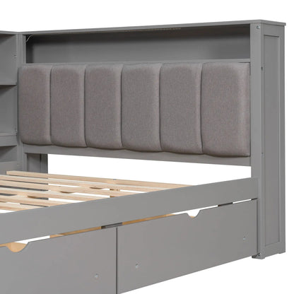 Platform Bed Upholstered Headboard With Drawers