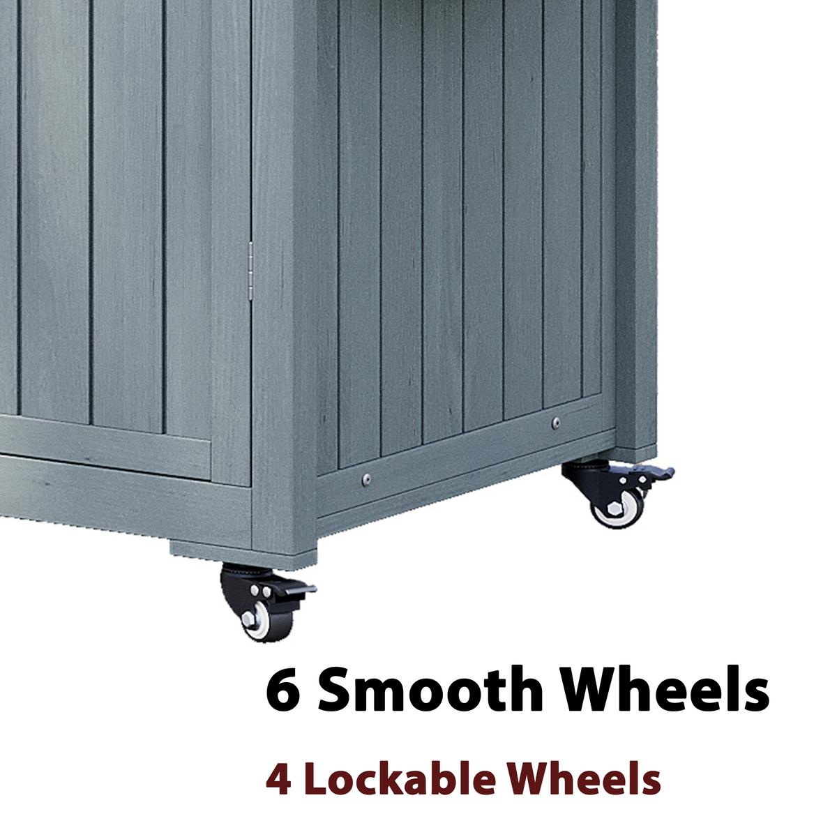 K&K 66.5in Outdoor Kitchen Island gray cart with locking wheels for Big Green Egg grills on Tampa Home & Garden Store