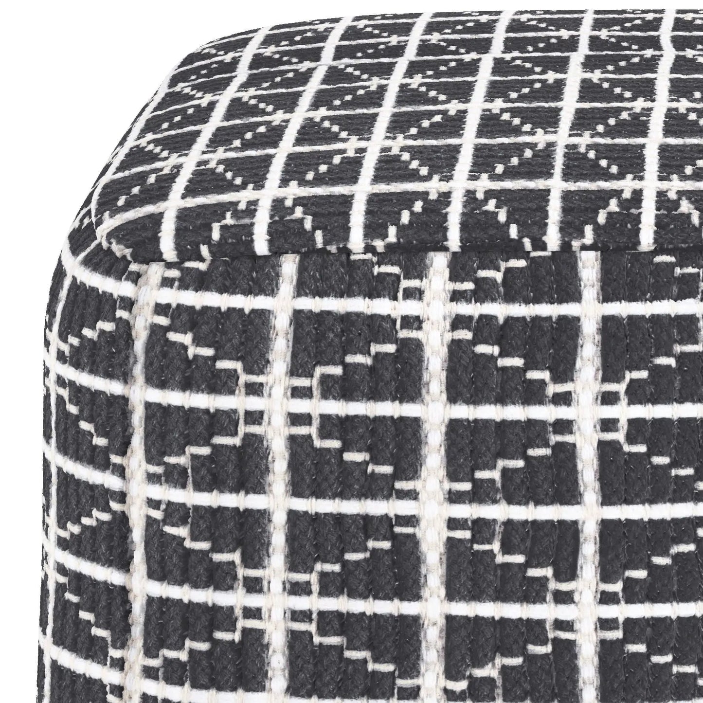 Noreen Upholstered Square Pouf Hand Woven Dark