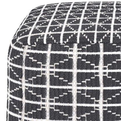 Noreen Upholstered Square Pouf Hand Woven Dark