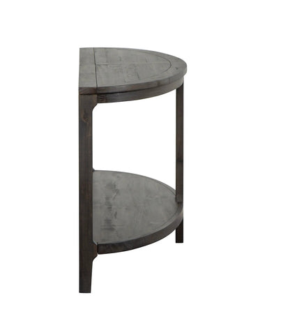 Boswell Demilune Sofa Table Peppercorn by Unique Piece Furniture with two-tier shelves on Tampa Home & Garden Store
