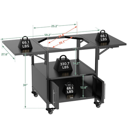 Heavy Duty Metal Grill Table for Big Green Egg