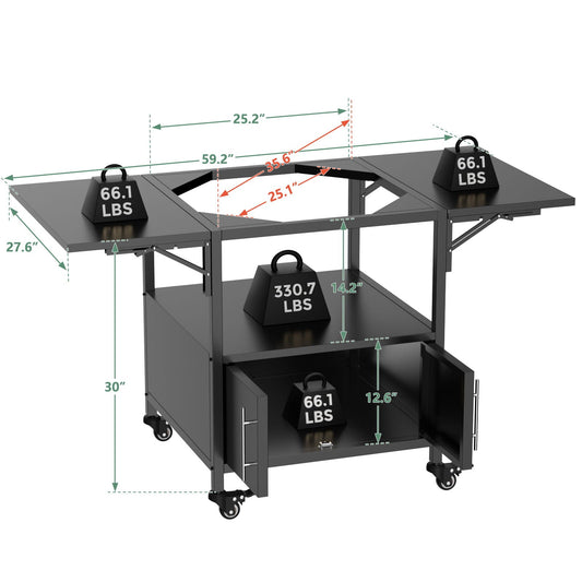 Heavy Duty Metal Grill Table for Big Green Egg