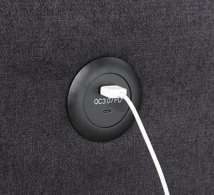Toby woven fabric reversible sleeper sectional with USB-C PD charging port on black hub on Tampa Home & Garden Store
