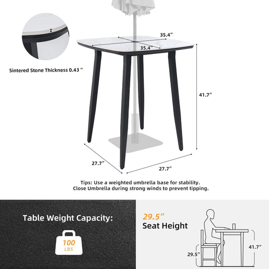 Weatherproof Outdoor Bar Table In Black And White