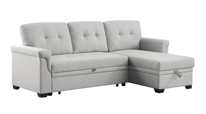 Destiny sleeper sectional with storage chaise in light gray fabric by Unique Piece Furniture on Tampa Home & Garden Store