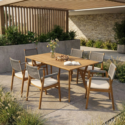 Rustic Patio Acacia Bistro Set with Cushions