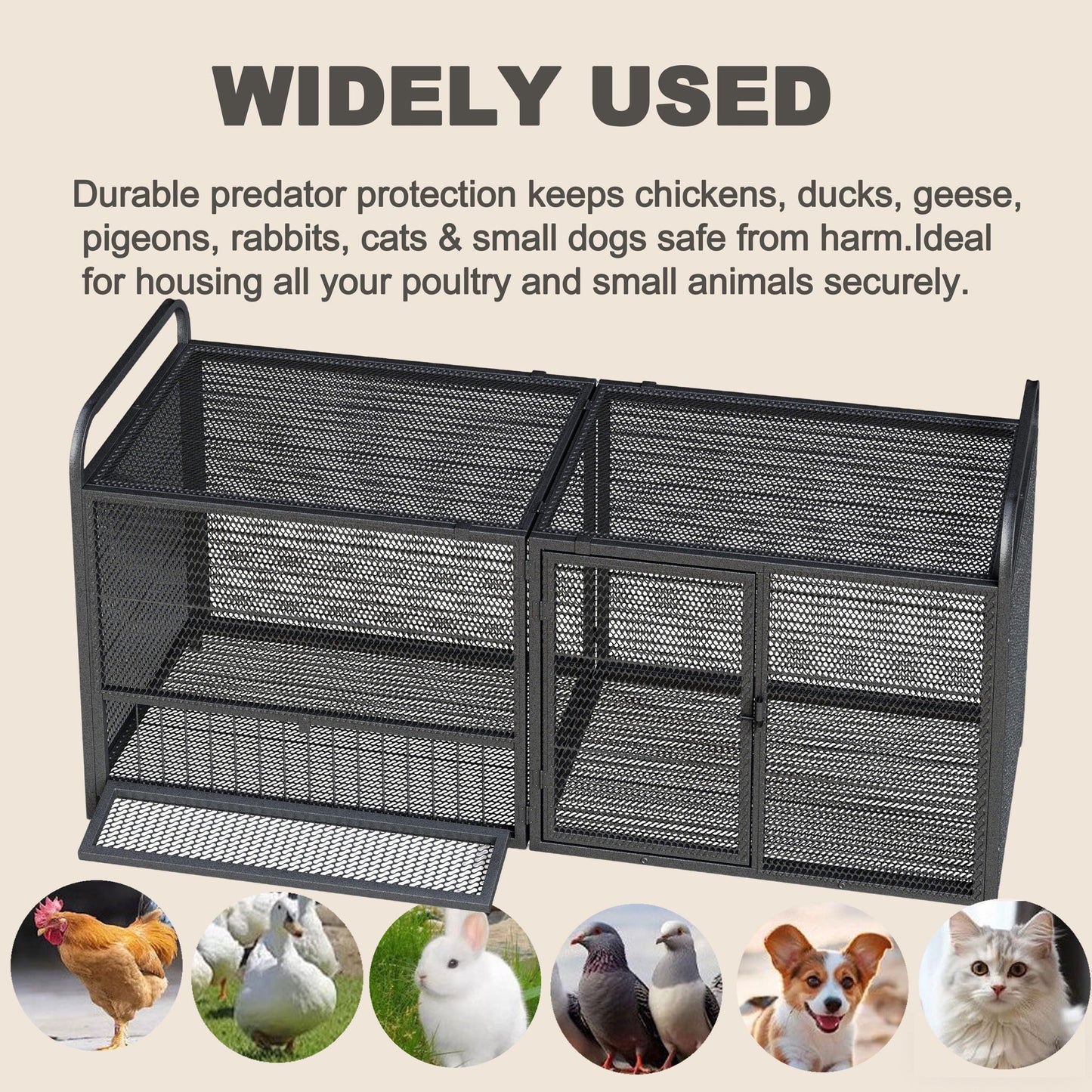 Chicken Cage poultry breeding coop black silver metal mesh 3-cage set HouseOfZazla on Tampa Home & Garden Store