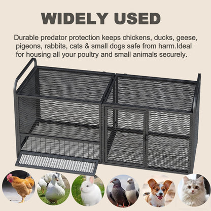 Chicken Cage poultry breeding coop black silver metal mesh 3-cage set HouseOfZazla on Tampa Home & Garden Store