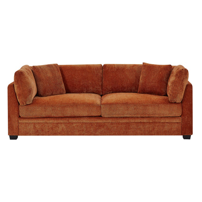 Modern Flared Arms Sofa in a Caramel Chenille