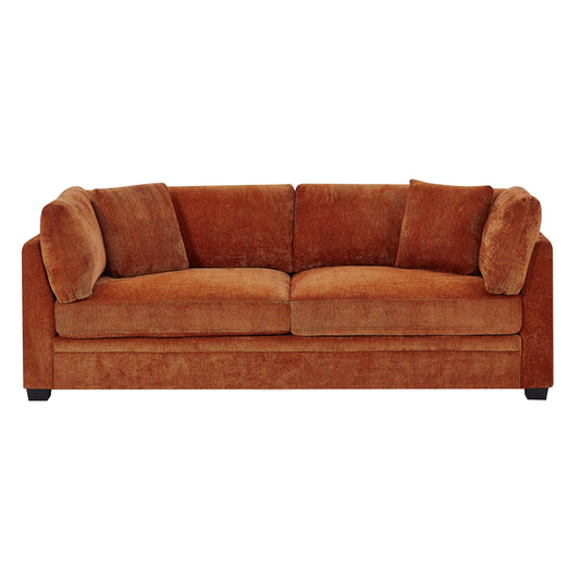 83.50 inch Modern Flared Arms Sofa in caramel by HouseOfZazla with plush cushions on Tampa Home & Garden Store
