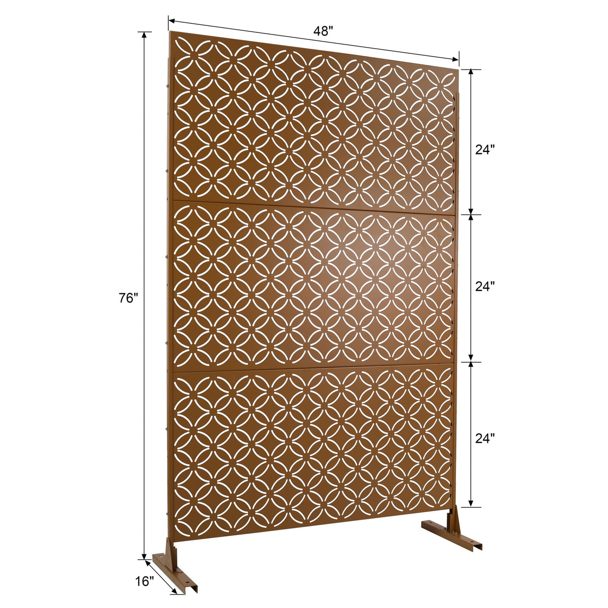 Metal privacy screen by HouseOfZazla in brown rust-resistant steel, 48in wide room divider on Tampa Home & Garden Store