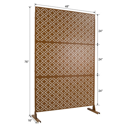 Metal privacy screen by HouseOfZazla in brown rust-resistant steel, 48in wide room divider on Tampa Home & Garden Store
