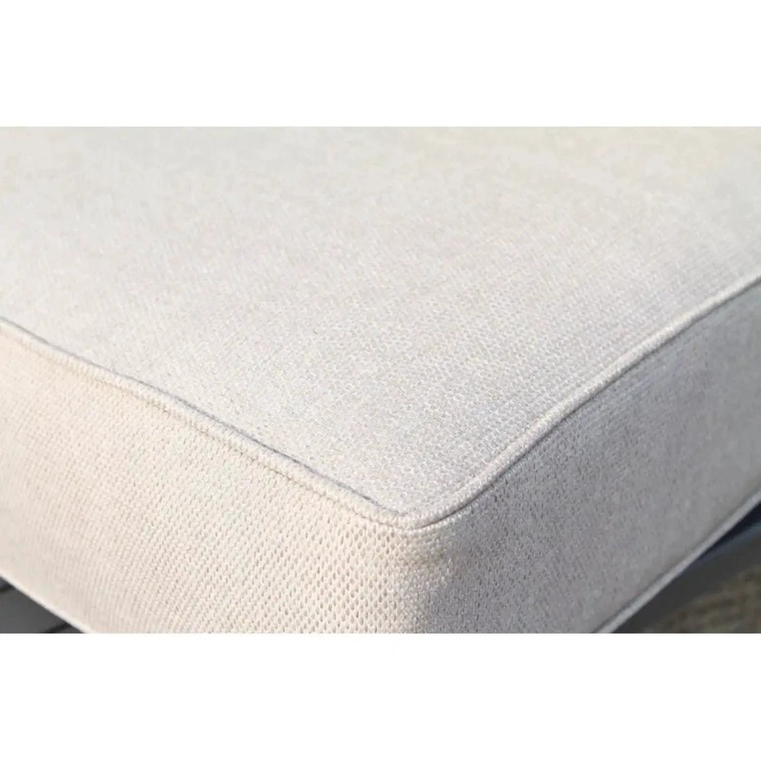 Seating set with cushions on light gray fabric with visible stitching for 4 piece outdoor set on Tampa Home & Garden Store