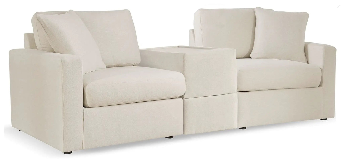 Modmax Oyster stationary sectional by Unique Piece Furniture, beige linen, 3-piece set on Tampa Home & Garden Store