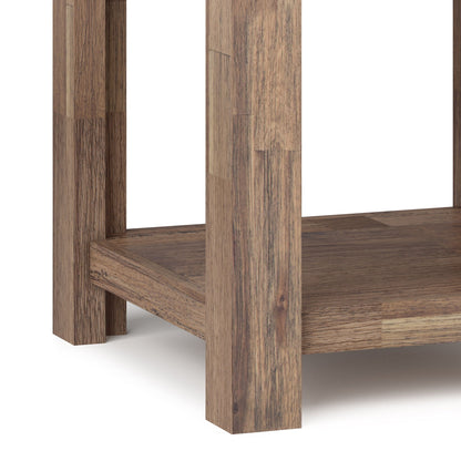 Monroe Solid Acacia Side Table for Living Room with thick square legs and lower shelf on Tampa Home & Garden Store
