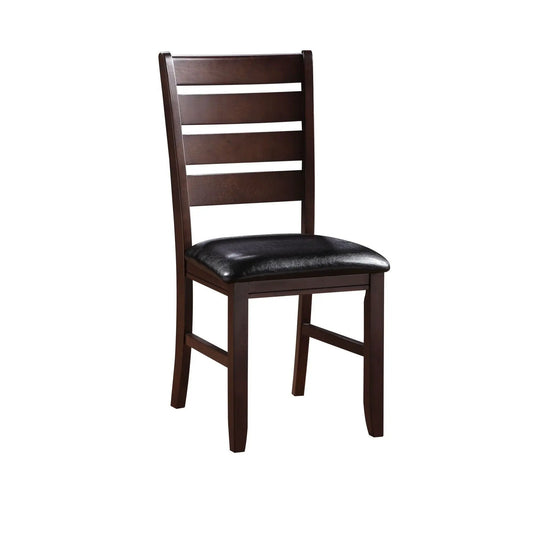Urbana Side Chair Set of 2, dark wood frame with black leather seat, Unique Piece Furniture on Tampa Home & Garden Store