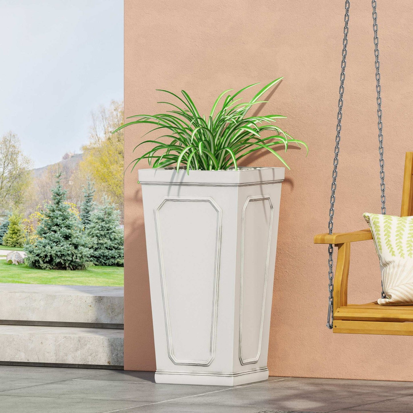Planter wall-mounted, white ceramic with decorative panels by HouseOfZazla on Tampa Home & Garden Store